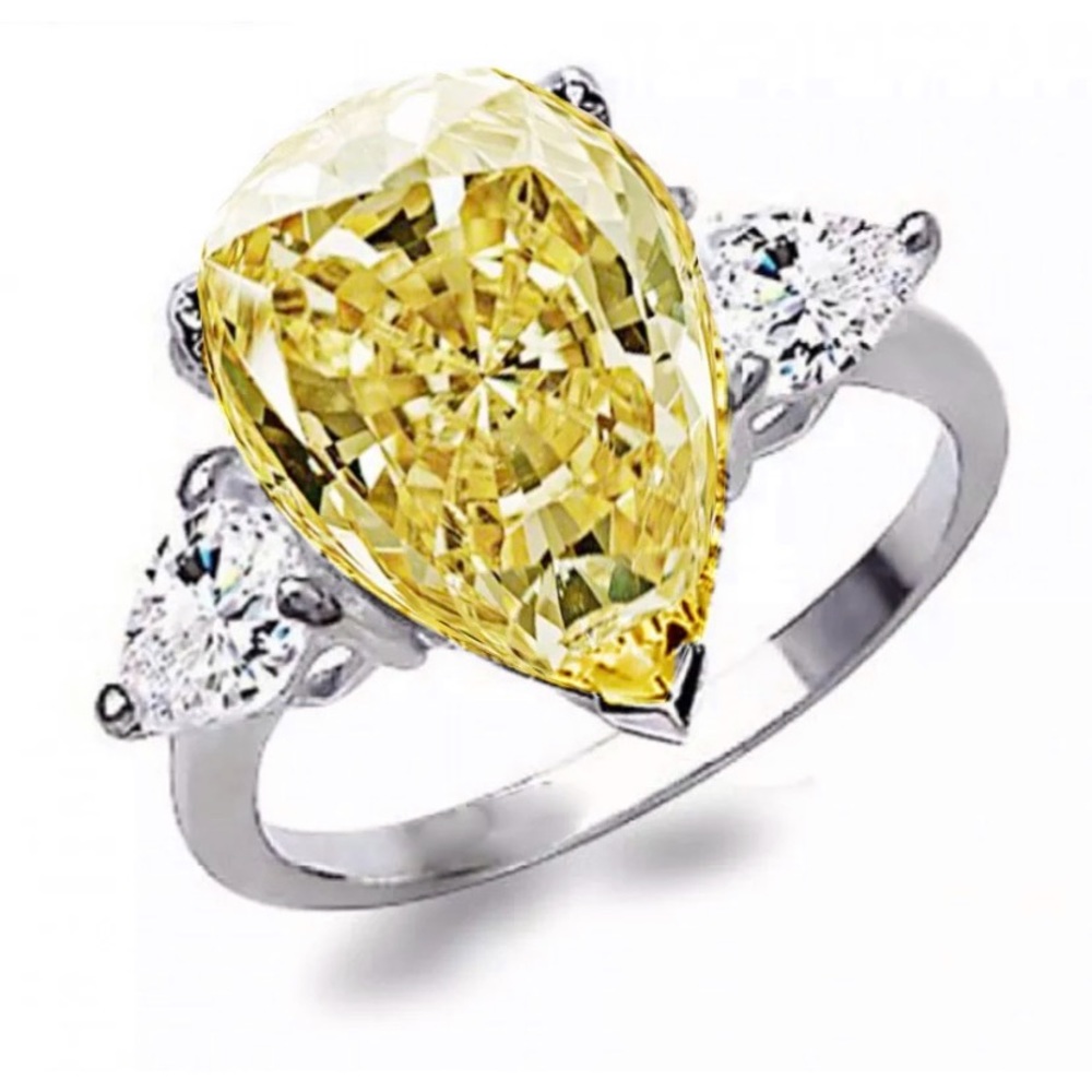 Pear-Cut Canary & White Diamond Ring
